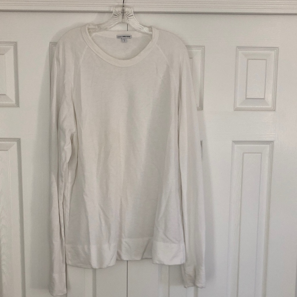 James Perse White Long Sleeve Knit Top